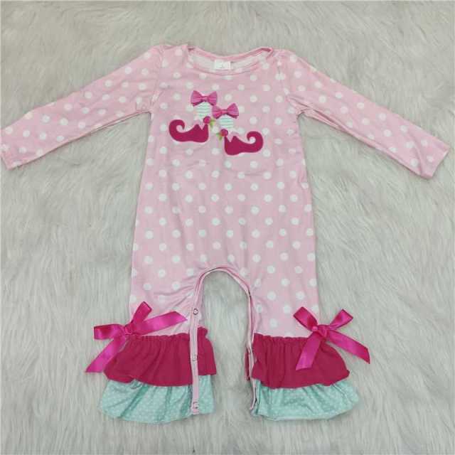 A30-16-2 Toddler Clothing Pink Polka Dot Shoe Bodysuit