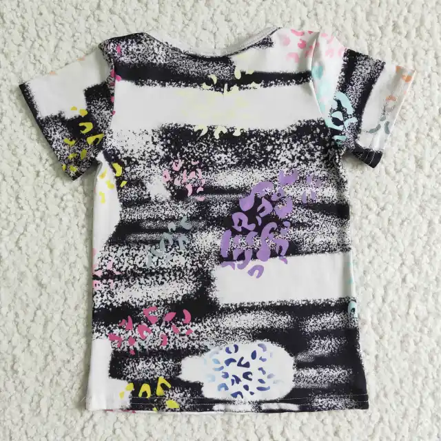 GT0004 Girls Mini Color Leopard Black Short Sleeves