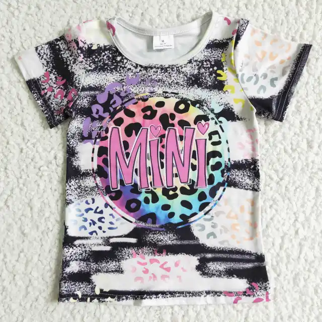 GT0004 Girls Mini Color Leopard Black Short Sleeves