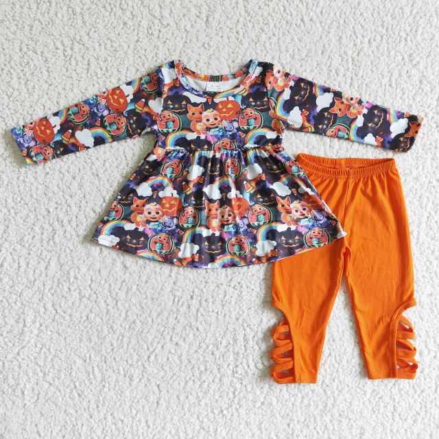 GLP0028 kids cartoon  clothes long  sleeve top with pants Halloween outfits