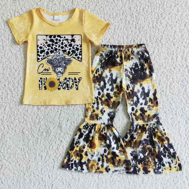 GSPO0081 kids clothes short sleeve top with pants  children outfits