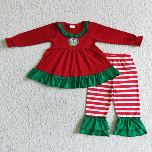 GLP0032  baby girl clothes  2 pieces Christmas outfits