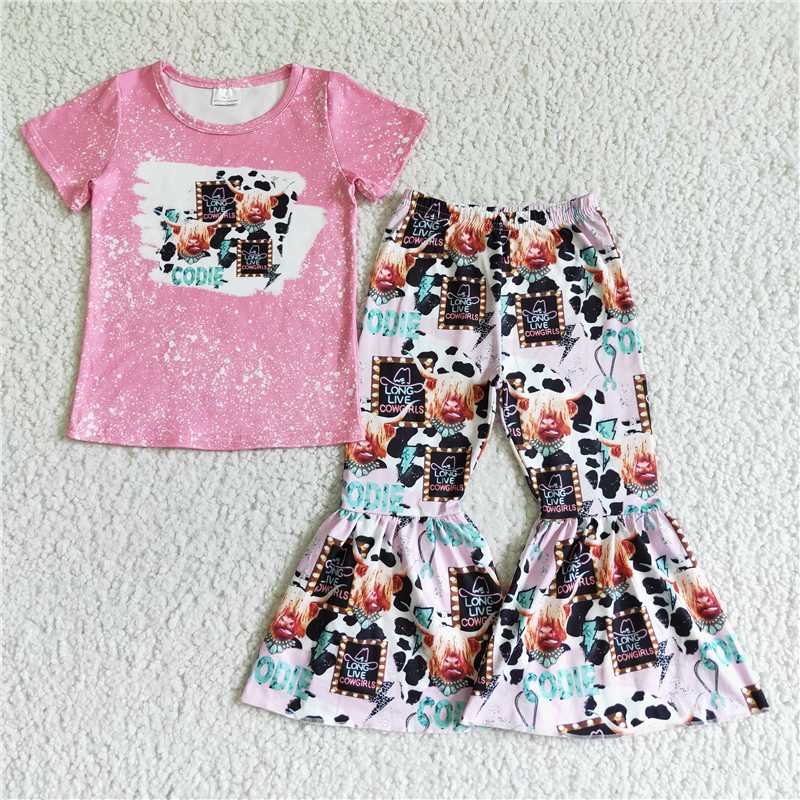 GSPO0026 Pink bullhead short sleeved pants outfits