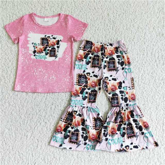 GSPO0026 Pink bullhead short sleeved pants outfits