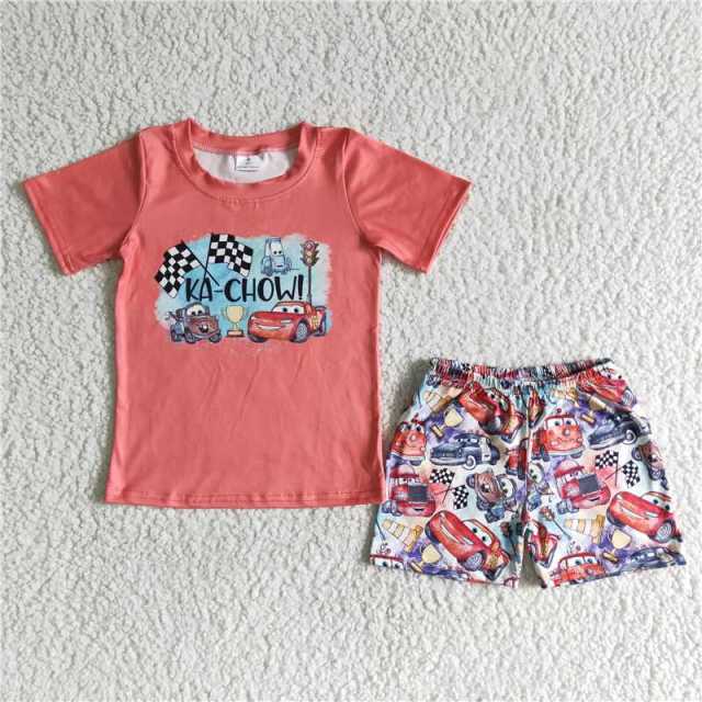 B15-25  kids summer clothes short sleeve top with shorts set