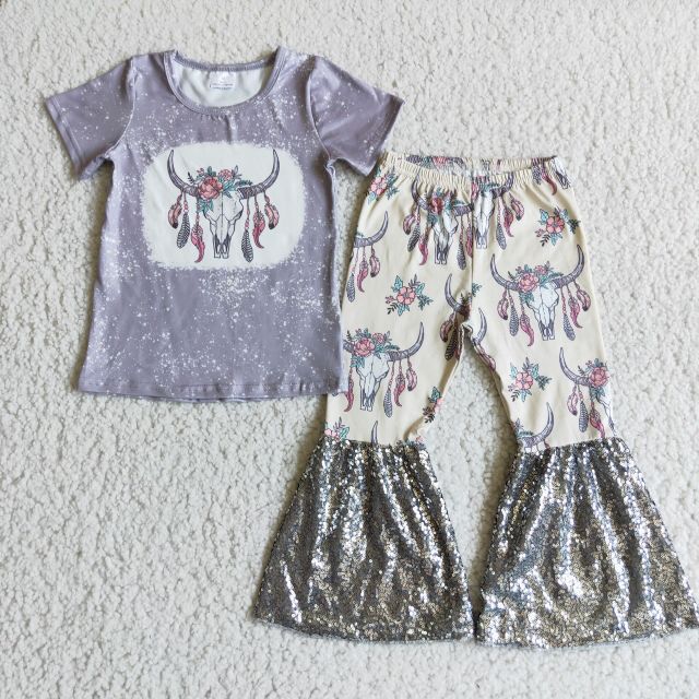 D1-14  grey bullhead short shirt pants outfits