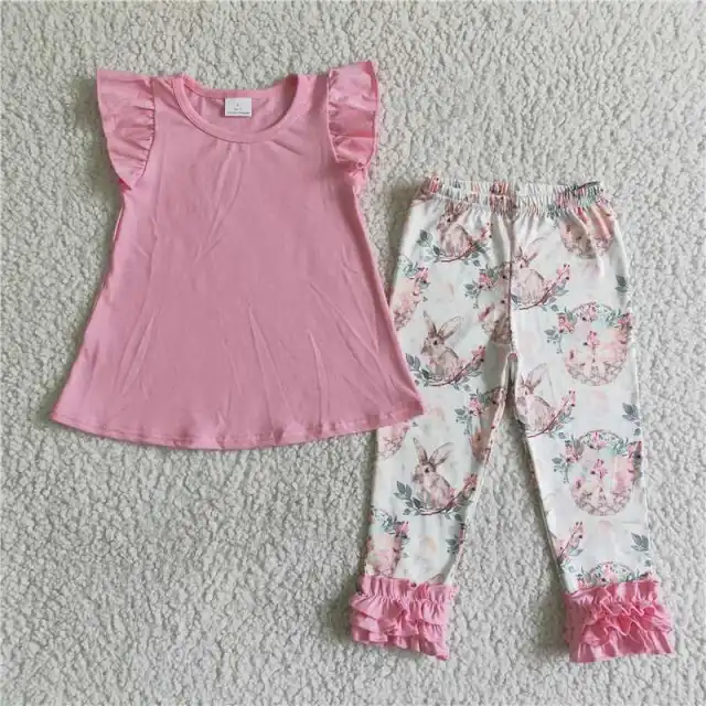 B13-28 pink bunny shirt pants outfits