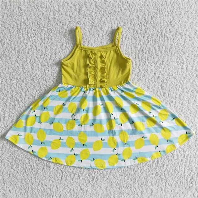 A13-2 Kids yellow lemon sleeveless  girl dress