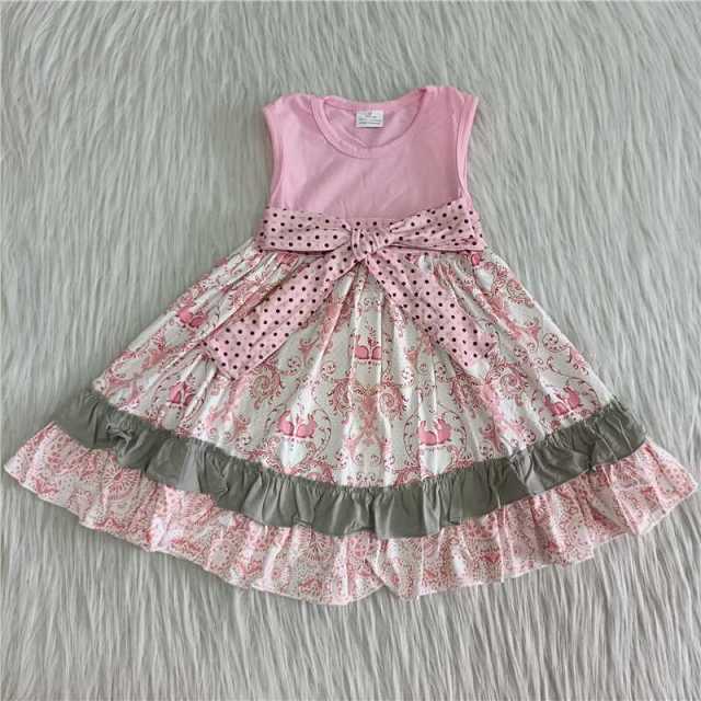 A8-1 Kids pink flowers sleeve girl dress