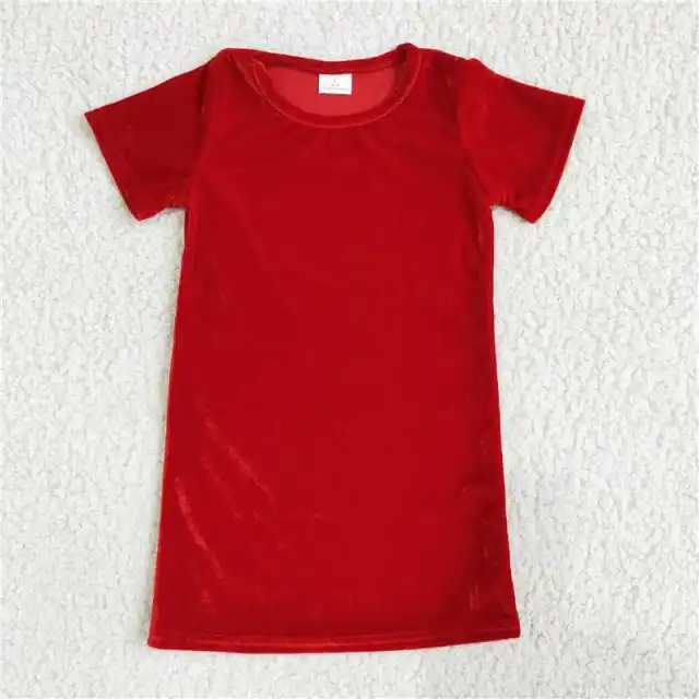 B16-4 Kids red velet sleeve girl dress