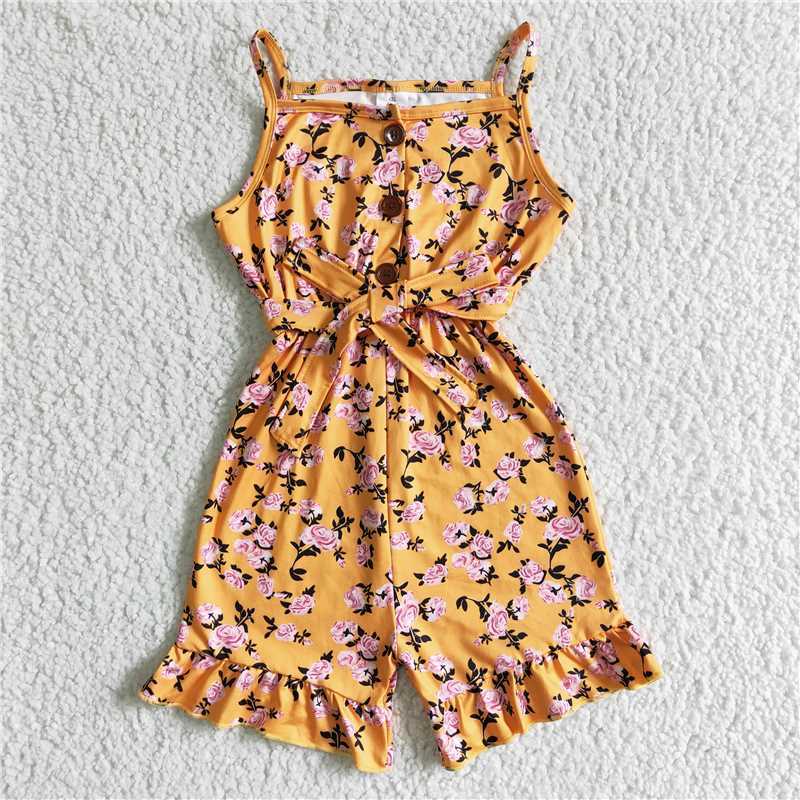 SR0005 Kids orange floral print outfits