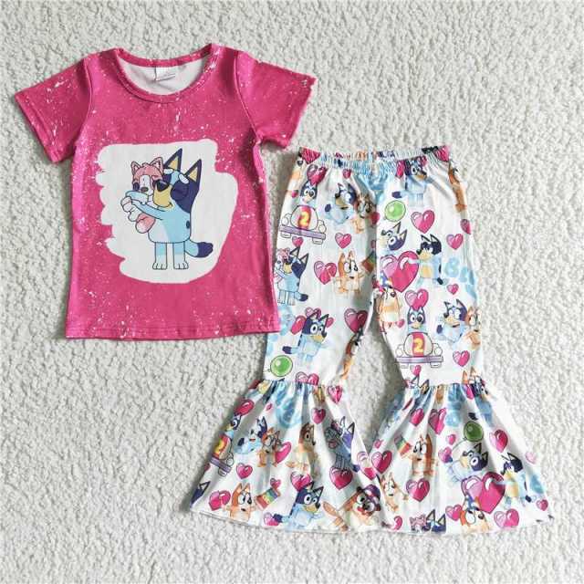 GSPO0066 rose pink dog sleeves shirt pants outfits