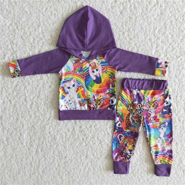 6 B11-3 Purple Panda Hoodie Pants Set