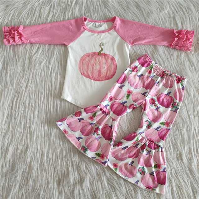 6 A8-30 pink pumpkin sleeves shirt pants outfits