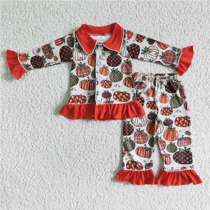 GLP0047 white pumpkin sleeves shirt pants outfits
