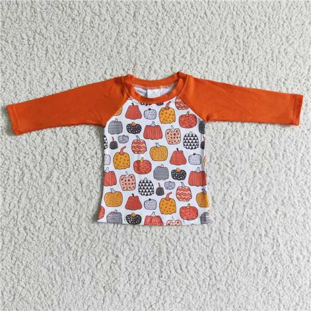 6 A30-6-1 boys white  pumpkins sleeve shirt