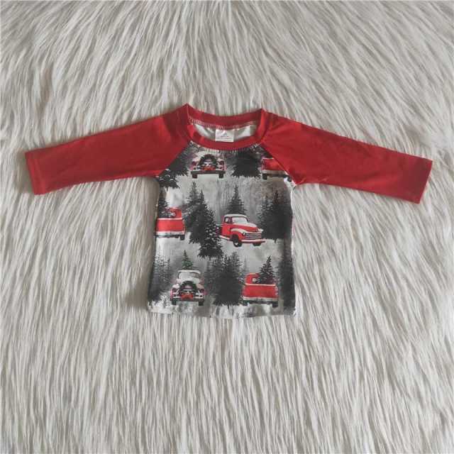 6 A1-21  boys red car sleeve shirt