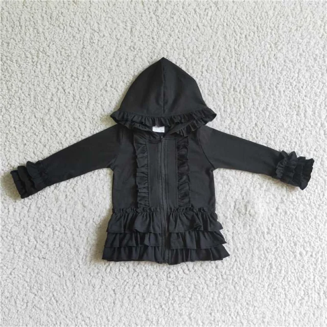 GT0016  baby girl  black hooded top