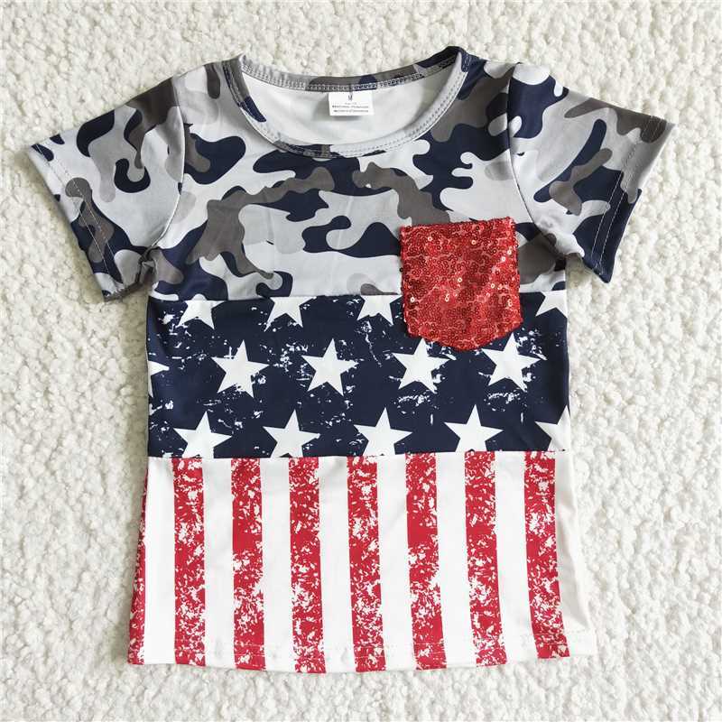 BT0008 boys national flag short sleeve shirt