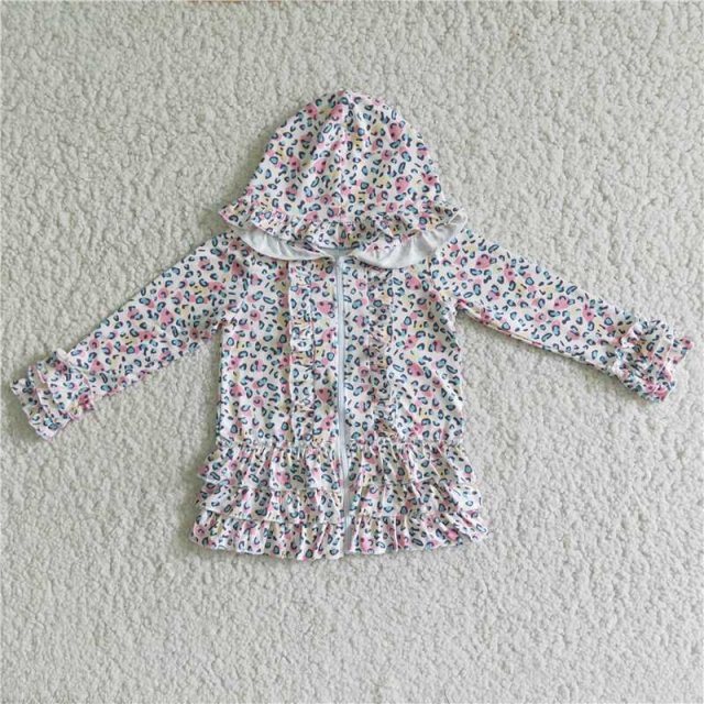 6 B1-16 baby girl  leopard hooded top