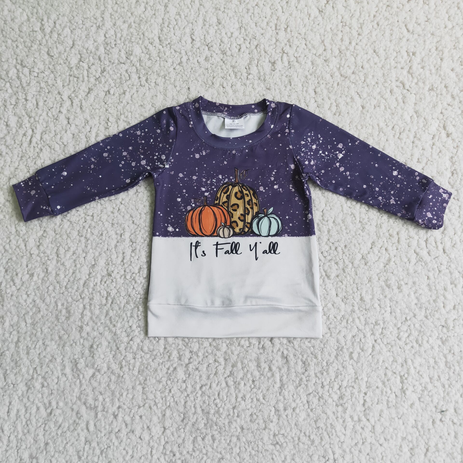 6 B4-32 boys dark blue pumpkins sleeve shirt