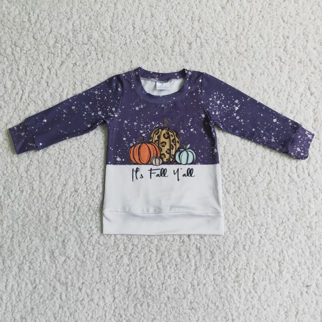 6 B4-32 boys dark blue pumpkins sleeve shirt