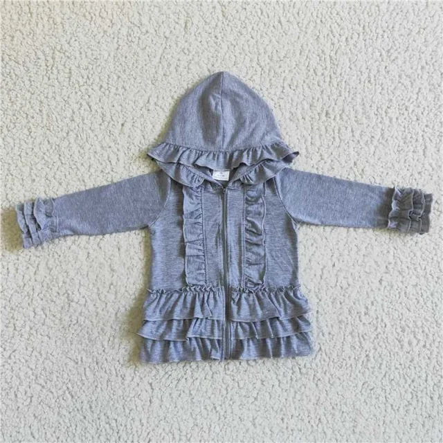 GT0015  baby girl grey hooded top