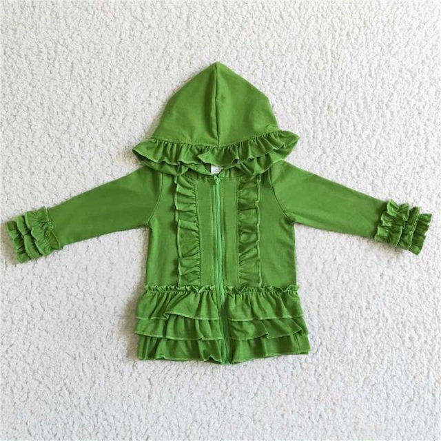 GT0017  baby girl  green hooded top