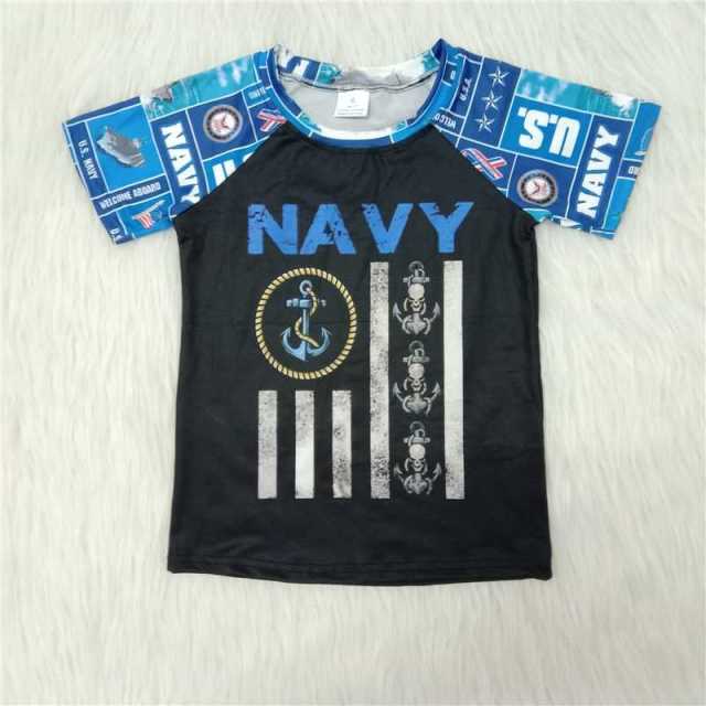 A9-2-1 boys blue navy short sleeve shirt
