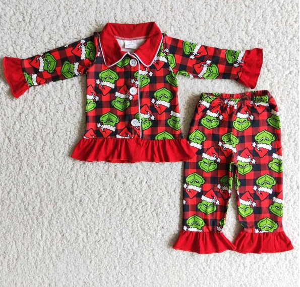 6 A19-15  christmas girl cartoon print pajamas