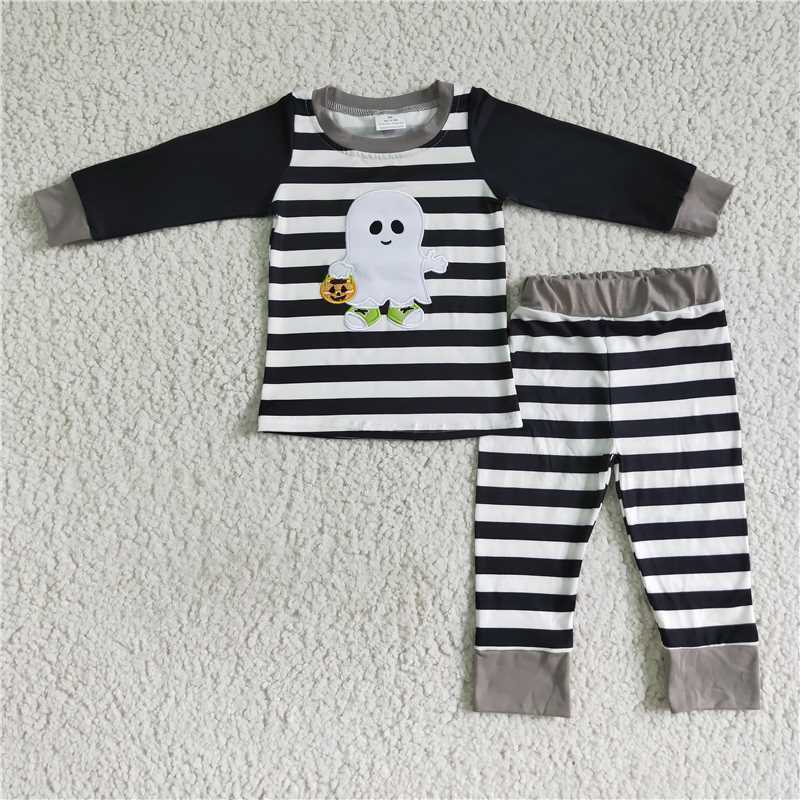 BLP0018 boy black white stripes ghost sleeve pants Set