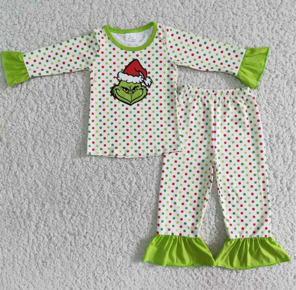 6 B10-25  girl  colorful polka dot pajama set