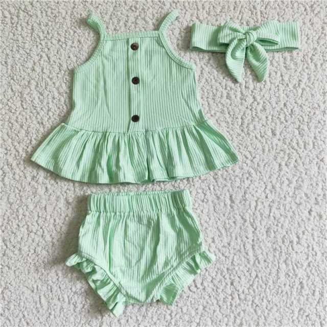 GBO0056 baby summer clothes set green kids bummies set