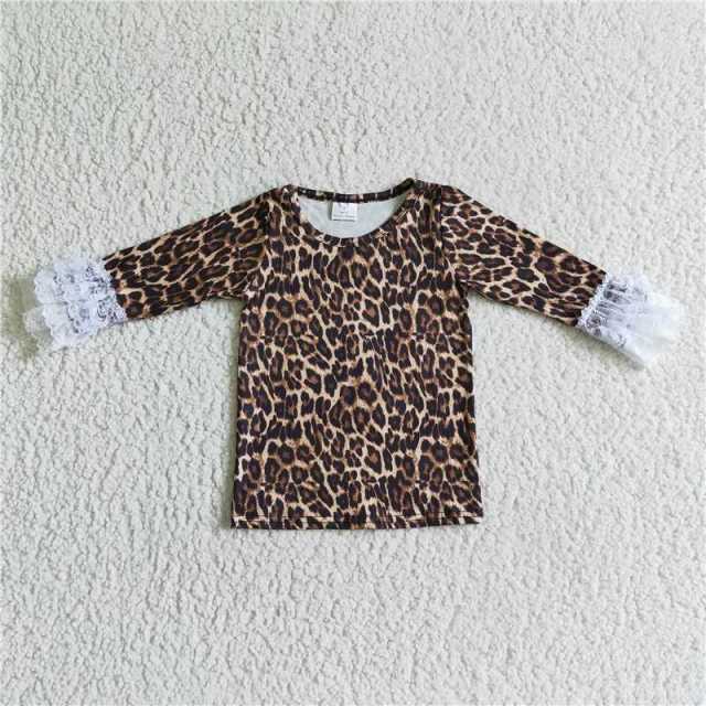 6 A23-4 C16-16 Leopard Print Lace Long Sleeve Top leopard plaid suspender jeans overalls outfits