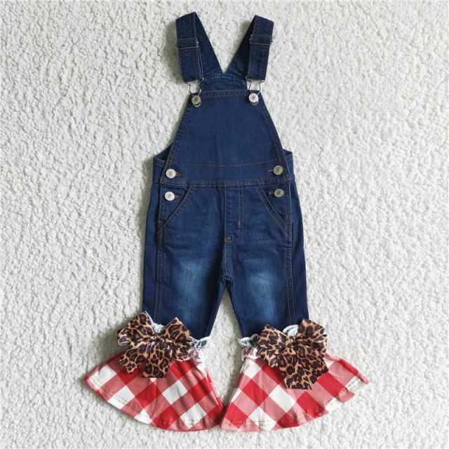 6 A23-4 C16-16 Leopard Print Lace Long Sleeve Top leopard plaid suspender jeans overalls outfits