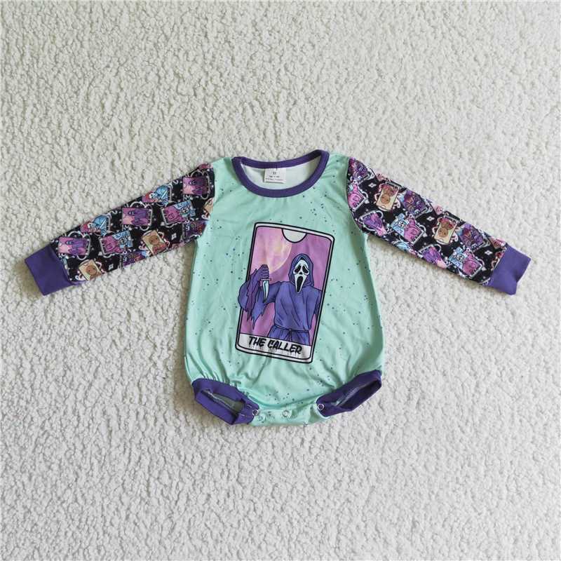 LR0089 light blue ghost print romper