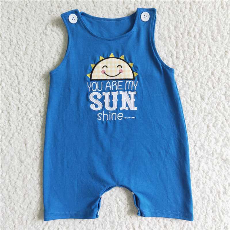 SR0034 blue sun print sleeveless romper