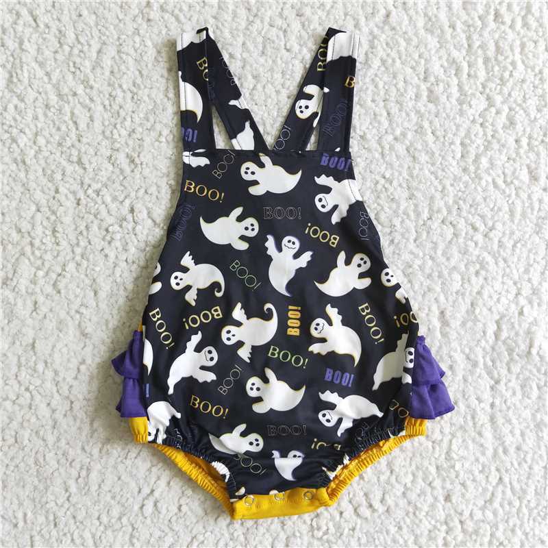 SR0074 pumpkins sleeveless romper
