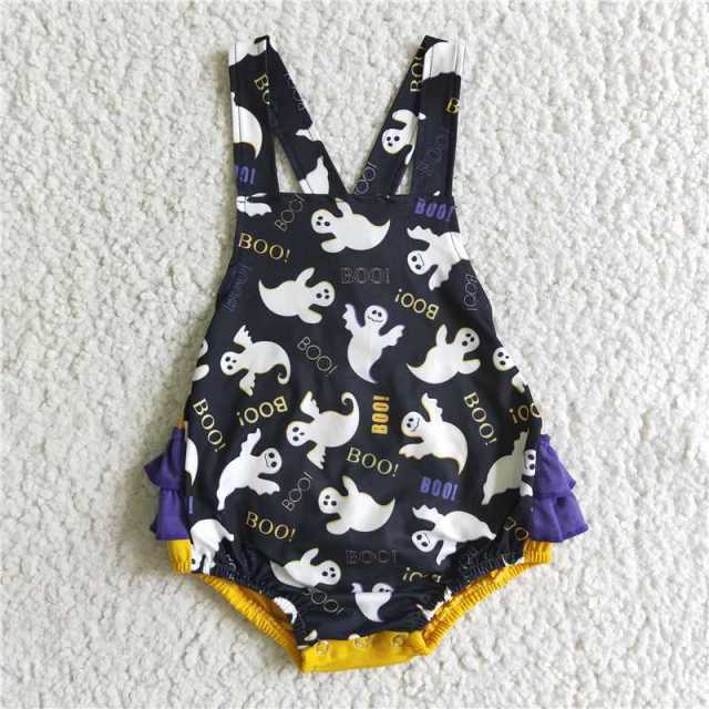 SR0074 pumpkins sleeveless romper