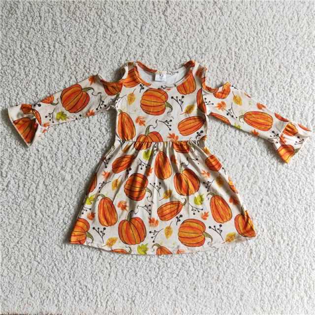 6A12-2 white pumpkin long sleeve dress