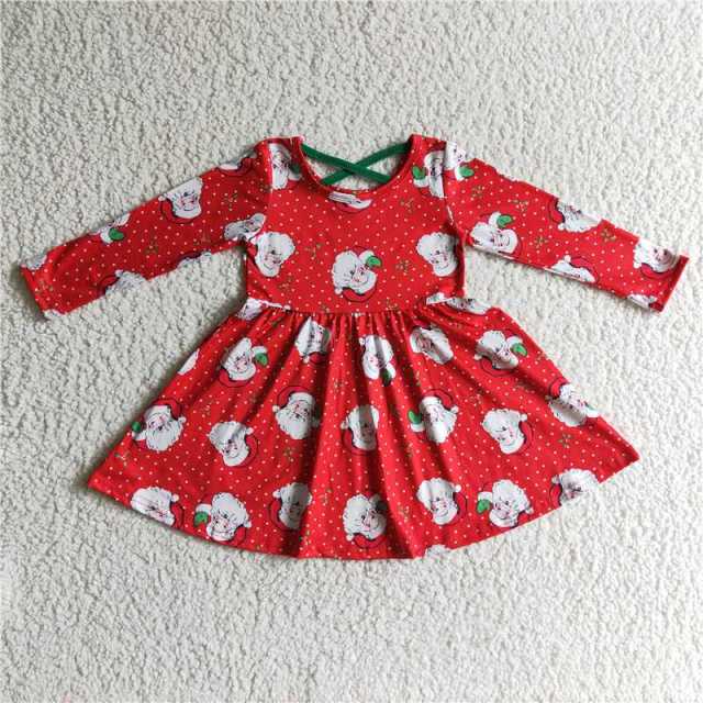 6 C10-18 red Christmas long sleeve dress