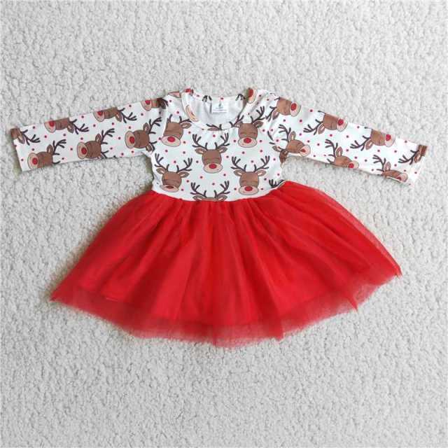 6 A4-20 white deers red gauze sleeve dress