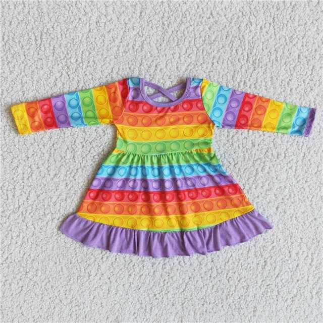 6 A24-28 Colorful print Long Sleeve Dress