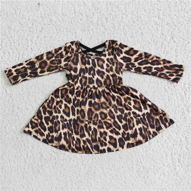 6A15-30 leopard print Long Sleeve Dress