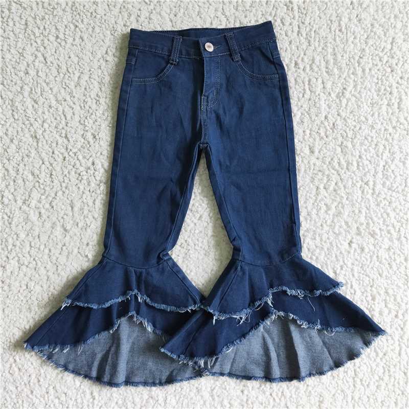 P0007 double lace denim flared Pants