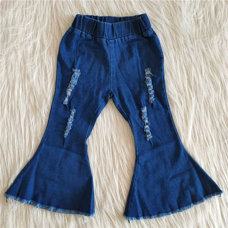 C15-1-1 blue  print denim flared Pants