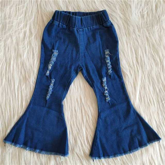 C15-1-1 blue  print denim flared Pants