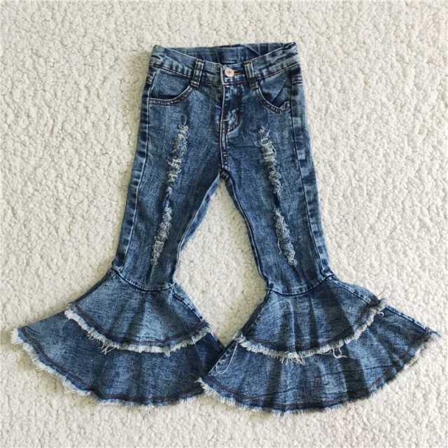 C1-13 blue denim flared Pants