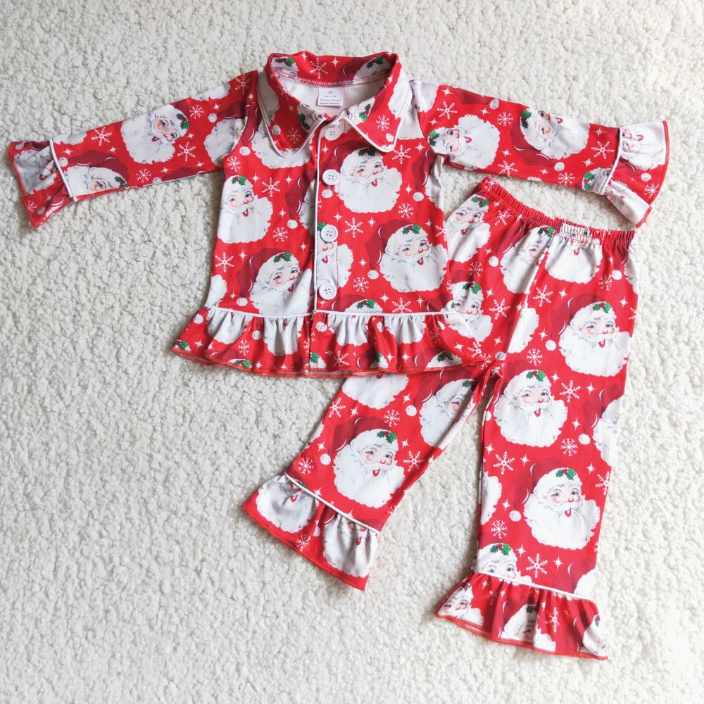 6 C8-40 Christmas red Santa Claus long sleeve shirt bell bottoms pants