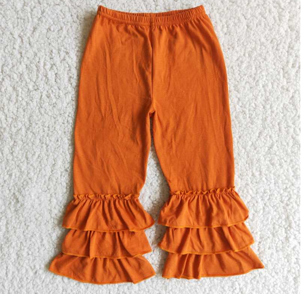 E2-12  Orange Three-Layer Ruffle Trousers